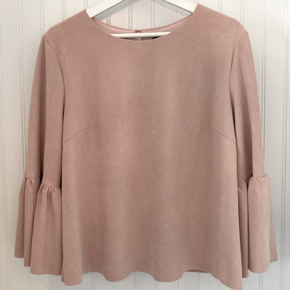 DO+BE Blush Faux Suede Boho Blouse